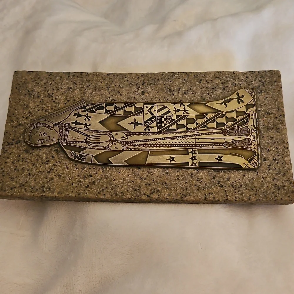 Vtg Lady Elizabeth Verney Monumental Brass Rubbing Etching Plate Plaque - Picture 5 of 6